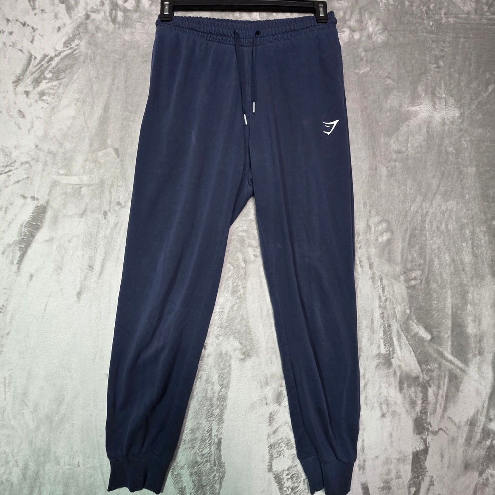 Gymshark Crest Joggers Mens Medium Navy Blue Tapered Sweatpants B1A3V
